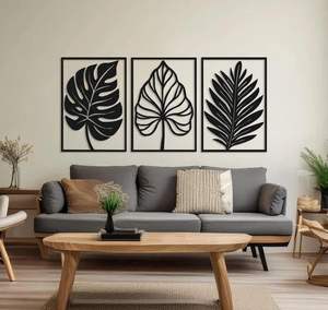 Recién llegado, arte de pared de Metal negro, forma de hoja hermosa, ligero, fácil de colgar para boda o decoración moderna para el hogar para Ramadán - Product Image 1
