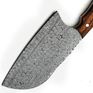 Couperet de chef professionnel en acier damas japonais personnalisé de haute qualité avec couteau de cuisine à manche en bois de rose pour la cuisine. - Product Image 4