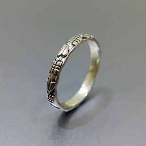 Men's Boho Chic 1.8 Grams Plain Silver Band Romantic Geometric <b>Statement</b> <b>Ring</b> with Natural Stone for Everyday Wear - Product Image 1
