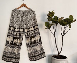 Pantalon de pyjama 100% coton élégant pour femmes, décontracté, rayonne, crêpe, Palazzo, vêtements de nuit tissés doux, respirant, été, automne, printemps - Product Image 3