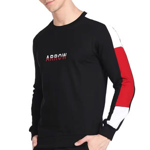 Sudadera de Cuello Redondo con Bloques de Color para Hombre, Corte Regular, Informal, de Punto, Manga Larga, Otoño, Negro, Blanco, Rojo - Product Image 4