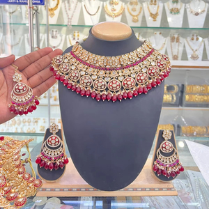 Conjunto de collar de cobre y latón Kundan Vintage con pendientes, joyería india tradicional para bodas, fiestas y regalos de compromiso - Product Image 1