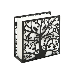 Porte-serviettes en métal élégant pur fer arbre Design Solution de stockage de vaisselle faite à la main enduit de poudre noire - Product Image 1