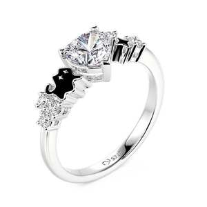 Jeulia Petland Adjustable <b>Cat</b> Heart Accent <b>Ring</b> Sterling Silver - Product Image 2