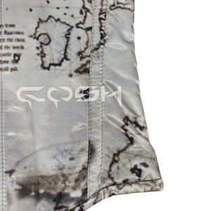 Corset vintage en satin sublimé à imprimé cartographique avec fermeture à agrafes sur le devant - Product Image 5