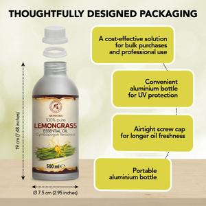 Aromatika Aceite Esencial de Citronela 100% Puro y Dulce 500ml Destilado al Vapor para Control del Acné, Cuidado del Cuero Cabelludo y el Cabello, Aroma Cítrico Fresco - Product Image 4