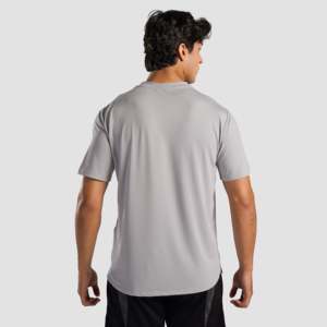 T-shirt de fitness 100% polyester RP Gain en gris clair, style hip-hop tricoté avec logo uni imprimé en sérigraphie - Product Image 2