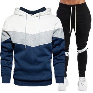 100% coton haute qualité prix de gros hommes deux pièces ensemble jogging Logo personnalisé mode sport fermeture éclair survêtement - Product Image 1