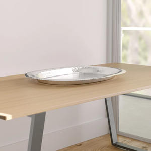 ถาดเสิร์ฟอาหารโลหะทุบสไตล์ใหม่สำหรับเสิร์ฟชาและกาแฟสำหรับบ้านและโรงแรมถาดเสิร์ฟอาหารทรงรีสีเงิน - Product Image 3