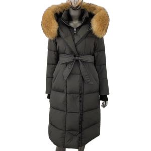 Down Jacket <b>Women</b> Winter Real Natural Fox Fur Hooded Detachable Collar <b>Belt</b> <b>White</b> Goose Down Coat Long Casual Elegant Overwears - Product Image 1
