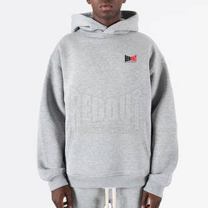 Sweats à capuche à épaules tombantes avec logo personnalisé, respirants, prix de gros, basiques pour hommes, sweats à capuche en coton mélangé à épaules tombantes - Product Image 3