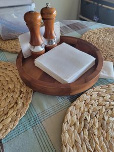 Gabinete giratorio <span class=keywords><strong>Lazy</strong></span> <span class=keywords><strong>Susan</strong></span> de madera de acacia de 10 pulgadas con herrajes de rodamiento de plástico, organizador de alimentos y especias, tarros de almacenamiento - Product Image 6