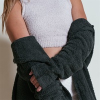 Suelto terciopelo cómodo tamaño grande invierno dormir felpa Sexy largo algodón esponjoso mujer ropa de dormir pijama bata 3 piezas conjunto de ropa de salón