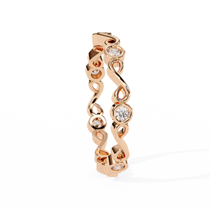 Elegante Anillo Infinito de Circonita, Anillo de Eternidad de Oro Rosa de 14K, Anillo de Bodas Apilable, Anillo de Aniversario con Engaste de Bisel, Lujoso, Unisex - Product Image 3