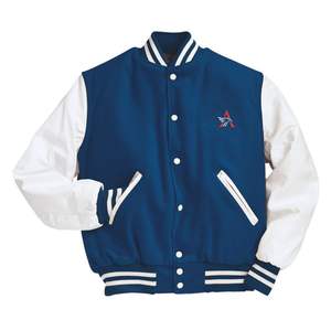 Veste universitaire personnalisée avec logo, manches en cuir, broderie noire, couple, baseball, veste pour homme, veste universitaire, veste varsity - Product Image 5