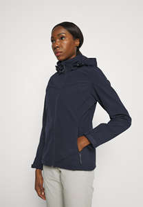 Veste Brenham Softshell bleu foncé pour femmes Logo personnalisé Design manches longues fermeture éclair imperméable pour coupe-vent course en plein air - Product Image 4