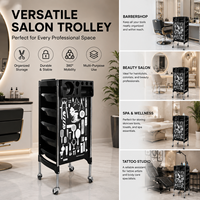 Chariot de Salon Professionnel à Roulettes pour Coiffure avec Tiroirs de Rangement, Porte-Outils et Roues pour Salon de Coiffure et Équipement de Beauté