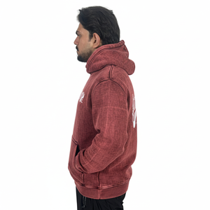 Sweat à capuche surdimensionné personnalisé 100% coton pour homme, délavé au soleil, effet délavé à l'acide, vintage, déchiré, motif uni, basiques - Product Image 3