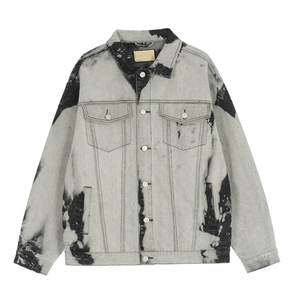 Veste en jean en toile de qualité supérieure pour homme, style streetwear, avec logo sur le devant, manches longues, col rabattu, 100% coton - Product Image 1