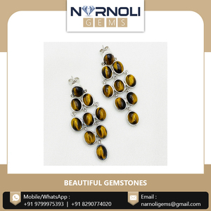 Última colección hermosa joyería 925 pendientes de plata esterlina tachonados con óvalos de cabujón de ojo de tigre para mujer - Product Image 3