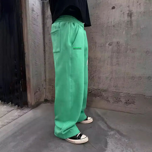 Customized Men Casual Mid Heavy Cotton Woolen Flare Pants High Quality Regular Fit Heavy Weight <b>Trousers</b> - Product Image 2