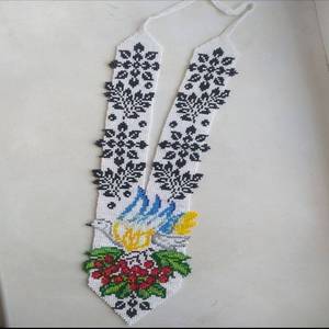 Hermosos pájaros estampados semillas de color blanco collares con cuentas collares hechos a mano para mujeres y niñas usar en bodas - Product Image 1