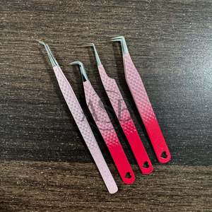 Pince à épiler ronde à 90 degrés, rose ombré avec cœur, pince à épiler pour cils à forte adhérence, outil de beauté, logo personnalisé - Product Image 4