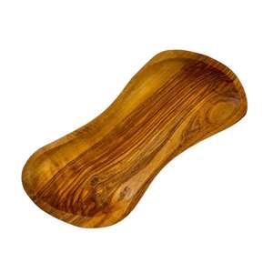 Plateau décoratif rustique fait à la main, long plateau ovale en bois sculpté pour servir des bols de bougeoirs jetables pour la décoration intérieure - Product Image 1