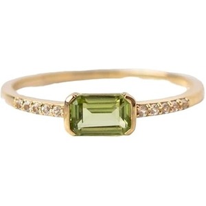 Anillo de mujer, verde de turmalina Natural piedra preciosa, piedra natal de octubre, joyería hecha a mano apilable mínima, anillo de Plata de Ley 925 - Product Image 1