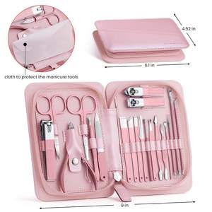 Manicure <b>Set</b>, Nail Clippers Pedicure Kit, 20 in 1 Professional <b>Set</b>, Portable Grooming Kits with Travel Case -<b>Pink</b> - Product Image 2