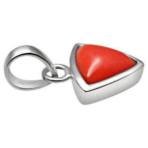 Colgante de Gema Astrológica Triangular de Coral Natural Certificado (Moonga) de 4.25-12.25 Ratti con Engaste de Plata 925, Joyería Fina - Product Image 4