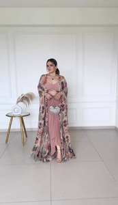 DESIGNER FANCY MODERN WESTERN STYLE FIONA SILK PRINTED and COIN LACE WORK REVERSER KOTI CHOLI with WESTERN BOTTOM - Product Image 6