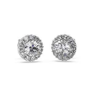 Pendientes de Oro Blanco de 14 Quilates con Halo de Diamantes de 0.75 Quilates (G-H VS2-SI1) - Product Image 3