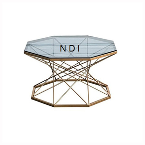 Table basse de finition plaquée or de forme hexagonale Table centrale de bonne qualité pour une qualité durable pour les accessoires de meubles - Product Image 2