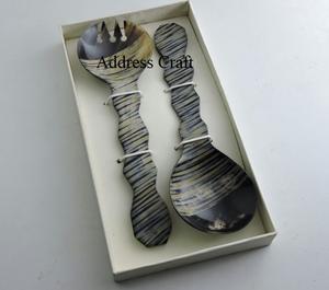 Vente chaude Salade Serveur Ensemble Corne Naturelle Fait Salade Serveur Ensemble Accessoires De Cuisine Gadgets De Cuisine Corne De Buffle Fait Couverts - Product Image 2