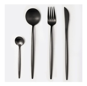 Ensemble de couverts en acier inoxydable de luxe moderne écologique de haute qualité pour restaurant, hôtel ou mariage, cuillères, fourchettes, couteaux personnalisés - Product Image 1