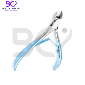 Meilleures pinces à cuticules en acier inoxydable, manche bleu, lame courbée, conçues pour les doigts, très vendues, prix compétitif - Product Image 3