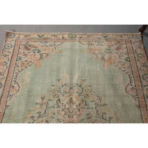 Tapis turc traditionnel de 4.8x8 pieds classique vert Beige Patchwork laine Latex support couloir rectangulaire pour tapis de chevet vivant - Product Image 5