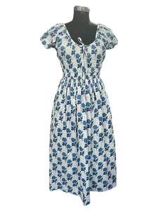 ชุดเดรสฤดูร้อนคุณภาพสูงของผู้หญิงชุดเดรสผ้าฝ้ายธรรมชาติพิมพ์ลายดอกไม้หรูหราทรงหลวมมินิทรงหลวม - Product Image 2