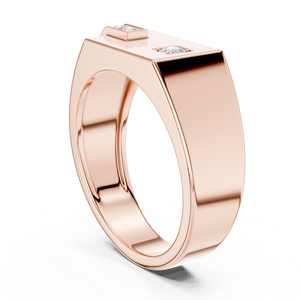 Bague en or rose 10 carats avec diamant taille brillant de créateur, sertie à griffes, pour unisexe, fiançailles, remise de diplôme, anniversaire, occasions quotidiennes - Product Image 2