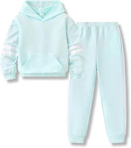 เสื้อฮู้ดเด็กผู้หญิงน่ารักพร้อมกางเกงเข้าชุด ดีไซน์พรีเมียม ชุดเด็ก ผ้าฟลีซเนื้อนุ่ม ระบายอากาศได้ดี เหมาะสำหรับเป็นของขวัญ สวมใส่สบายในชีวิตประจำวัน - Product Image 1