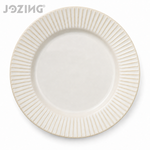 <span class=keywords><strong>Assiette</strong></span> à dîner en céramique blanche de 10,6 pouces avec bordure cannelée, <span class=keywords><strong>assiette</strong></span> en porcelaine moderne <span class=keywords><strong>pour</strong></span> steak, salade et pâtes, directement de l'usine - Product Image 1