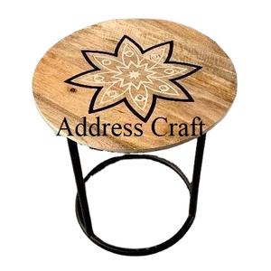 Support en bois naturel et fer, Table ronde, Table basse élégante/Table centrale, meubles de salon, meubles de maison, prix de gros - Product Image 1