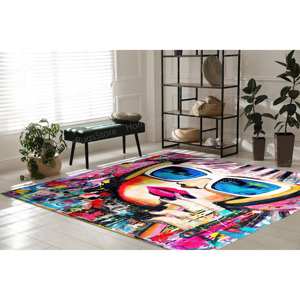Tapis imprimé graffiti moderne, tapis d'entrée et tapis d'appoint vibrants, tapis en chenille - Product Image 2
