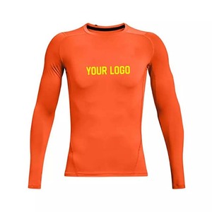 ยามผื่นสำหรับผู้ชายที่กำหนดเองโลโก้และการออกแบบยิมฟิตเนสแขนยาวคอกลมผ้าฝ้าย100% โพลีเอสเตอร์ชายผู้ใหญ่ยามผื่น - Product Image 1