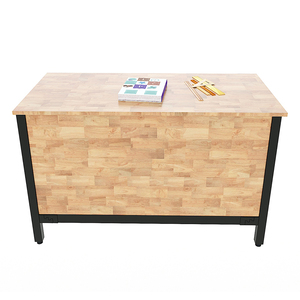 Meubles d'école modernes, bureau d'enseignant avec 2 compartiments, bois de caoutchouc et pieds en fer BGV001 - Product Image 4