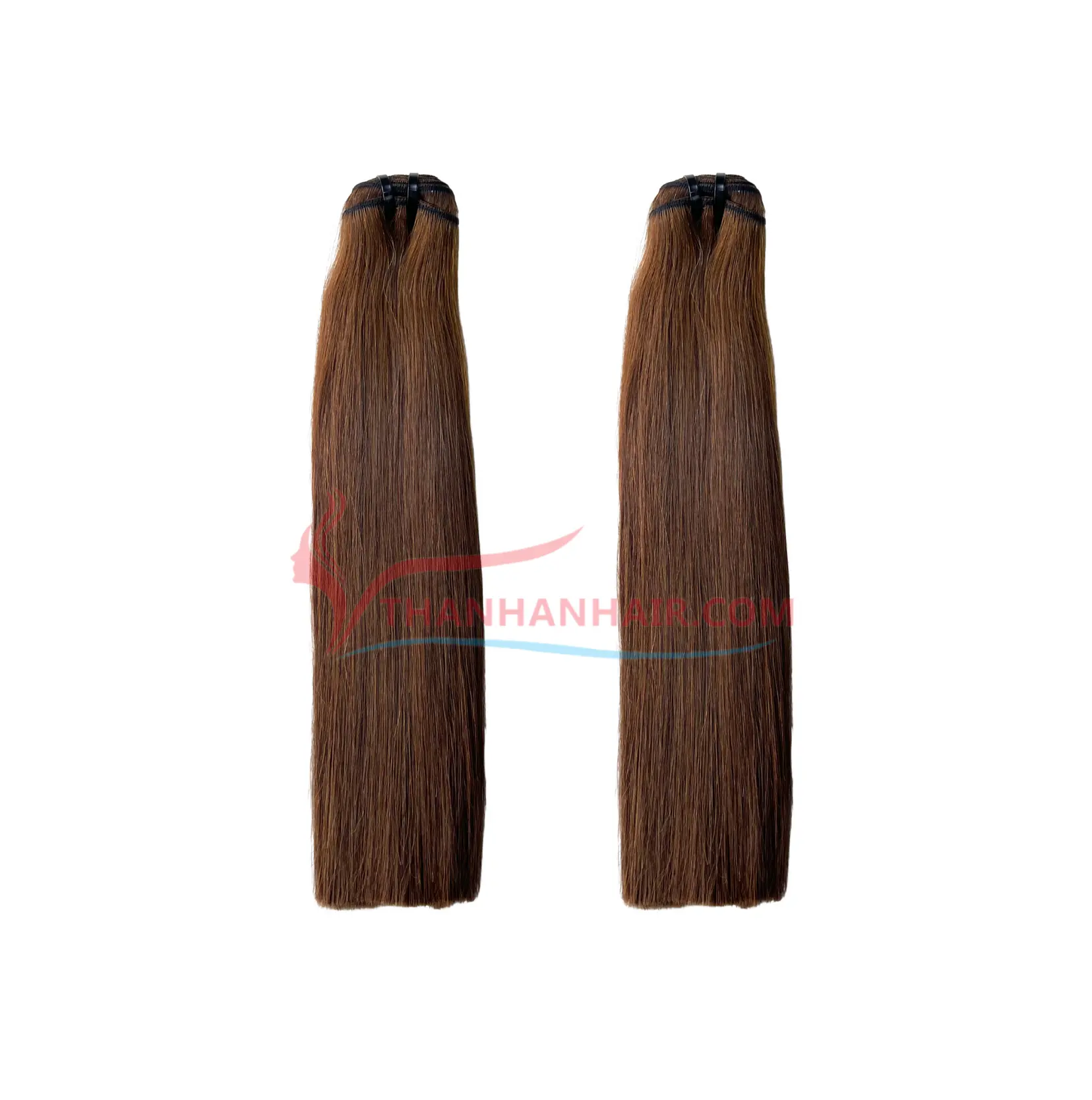Extension de cheveux personnalisable brun moyen os cheveux raides Double trame faisceaux de cheveux naturels pour femme