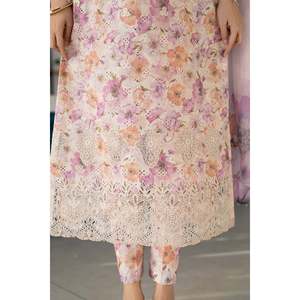 Chiffon Spring/Summer Embroidered Shiffli Top with <b>Silk</b> Dupatta and Printed <b>Trousers</b>-BAROUQE BIC-039 - Product Image 4