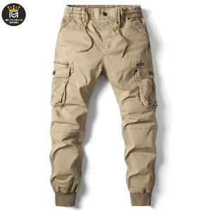 กางเกงคาร์โก้ผู้ชายแบบสมาร์ทแคชชวล ผ้าแคนวาส ระบายอากาศ ผูกเชือก ติดกระดุม ผ้าถัก มีหลายกระเป๋า กันน้ำ ผ้าโพลีเอสเตอร์/คอตตอน - Product Image 1