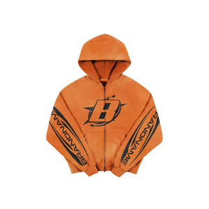 Derniers modèles de sweats à capuche d'hiver lourds lavés à l'acide ZipUp Sweats à capuche sérigraphiés à bas prix - Product Image 1